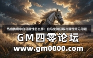 热血传奇中白马属性怎么样：白马坐骑获取与属性常见问题