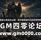 热血传奇战士姓名怎么起:战士取名技巧与名字参考常见问题